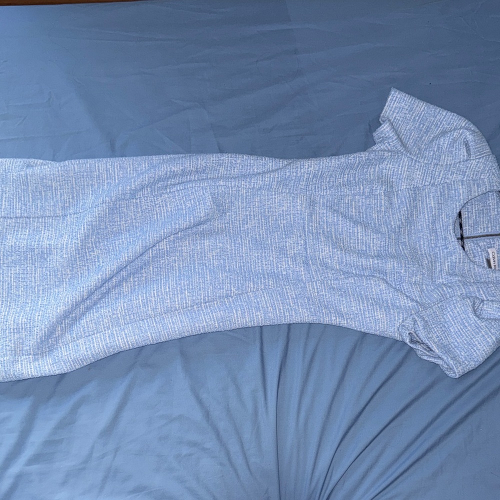 Calvin Klein Textured Blue Short Sleeve Dress